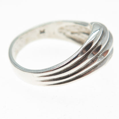 925 Sterling Silver Vintage Modernist Bypass Ring Size 7.75