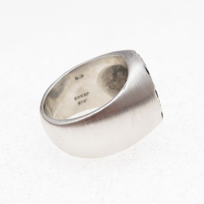 Lisa Jenks 925 Sterling Silver Vintage Modernist Oxidized Signet Ring Size 8.25