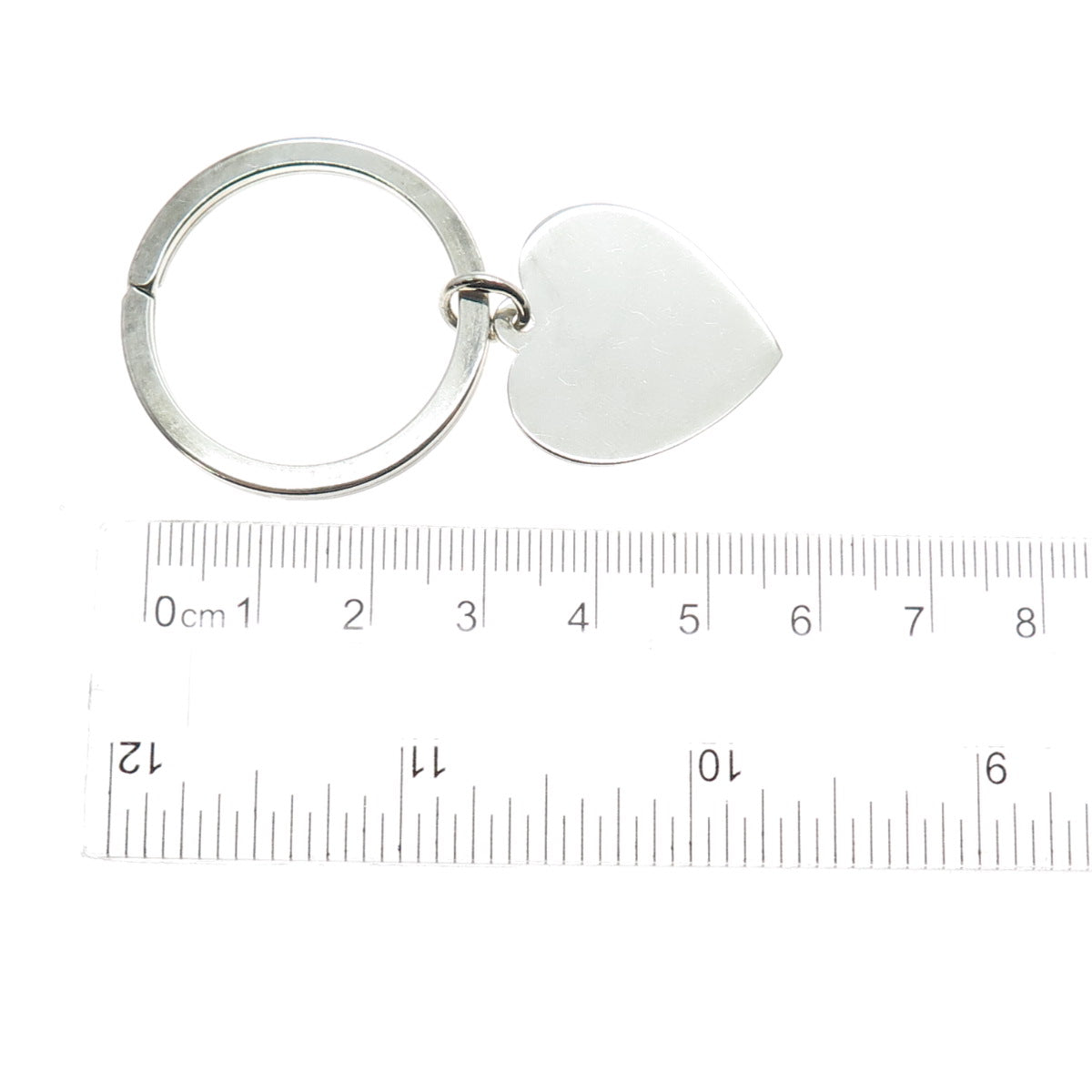 J.T. INMAN 925 Sterling Silver Vintage Heart Tag Key Fob Ring