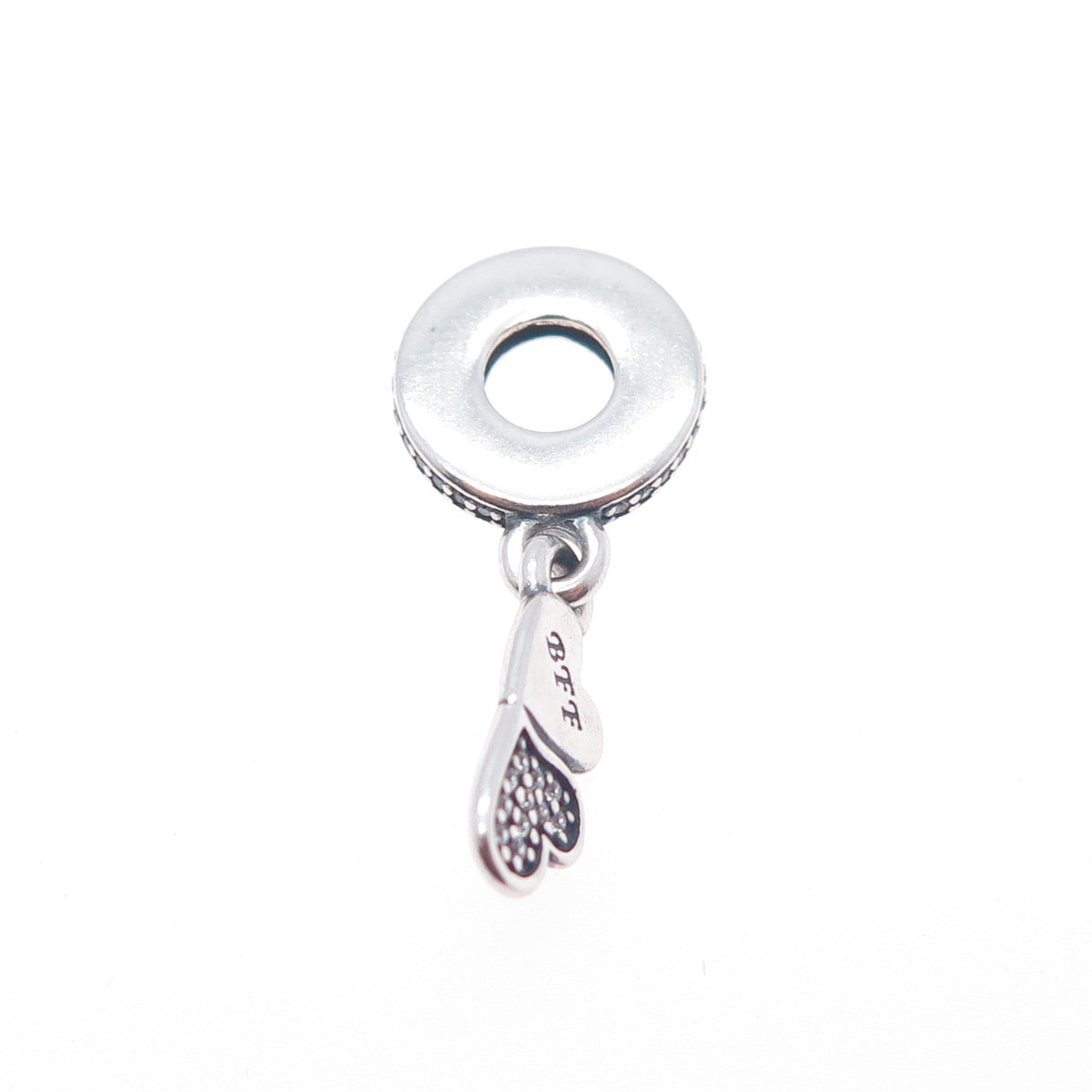 PANDORA 925 Sterling Silver C Z Best Friends Forever Dangle Heart Slide Charm