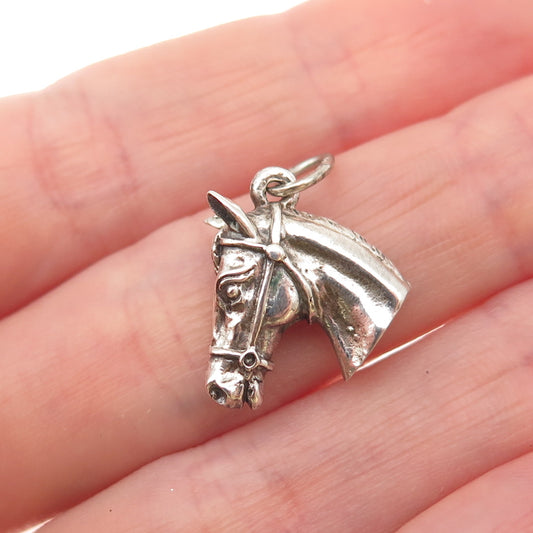Beau 925 Sterling Silver Antique Art Deco Horse Oxidized Mini Charm Pendant