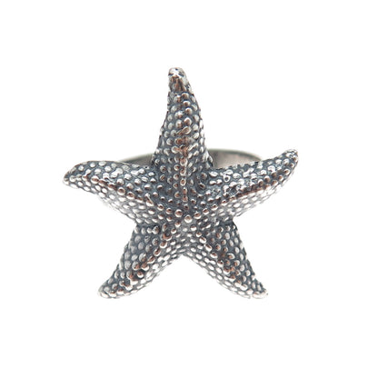 925 Sterling Silver Vintage Starfish Oxidized Ring Size 8.5