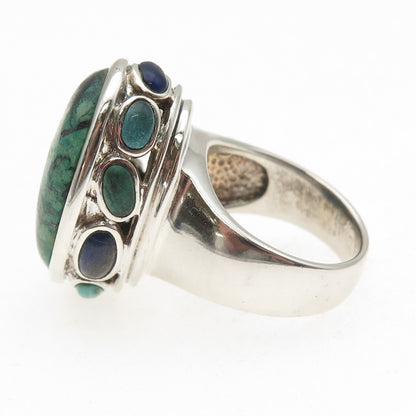 Barse 925 Sterling Silver Vintage Real Turquoise & Malachite Ring Size 9