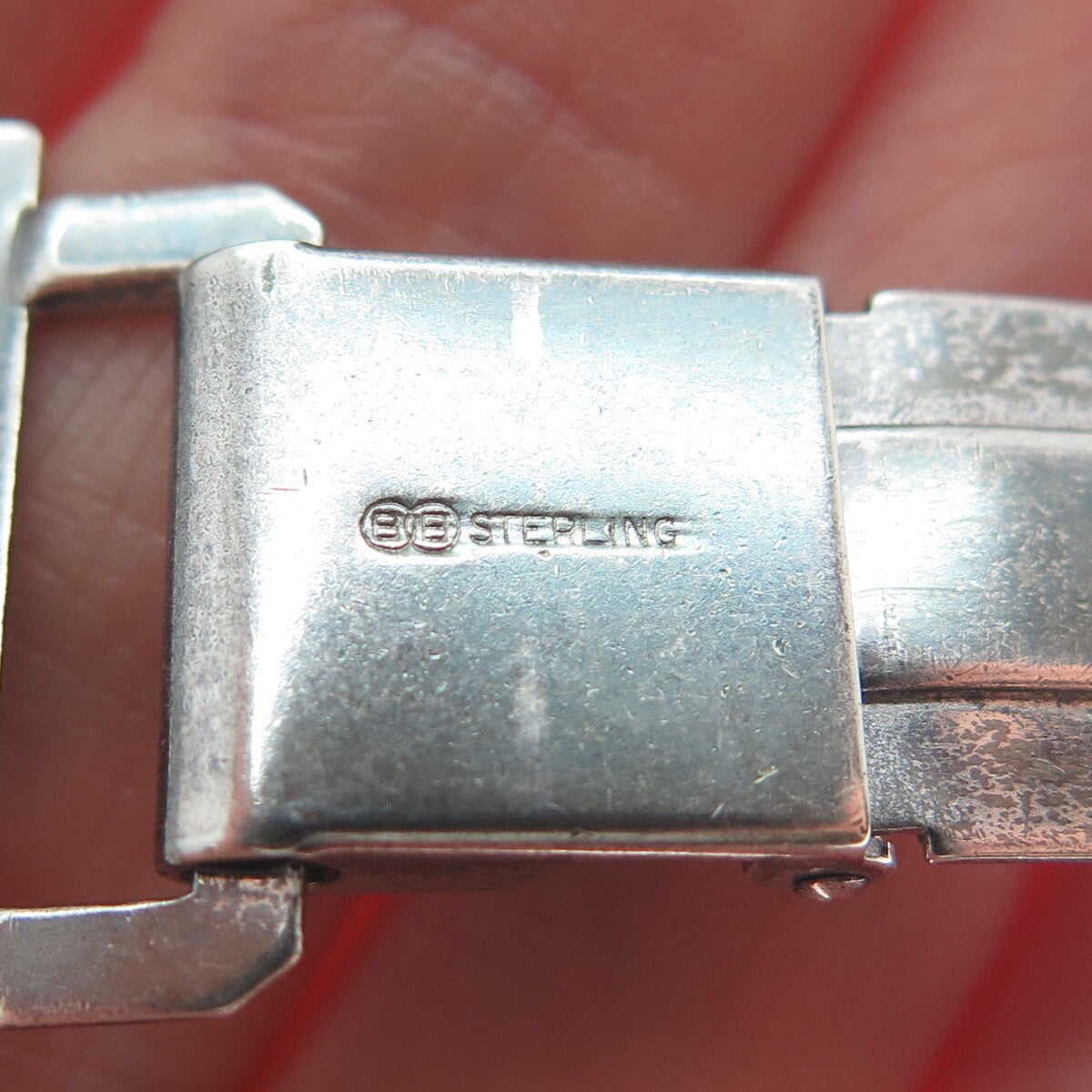 BREADNER CO 925 Sterling Silver Antique Art Deco Engraved Panel Link Bracelet 7"