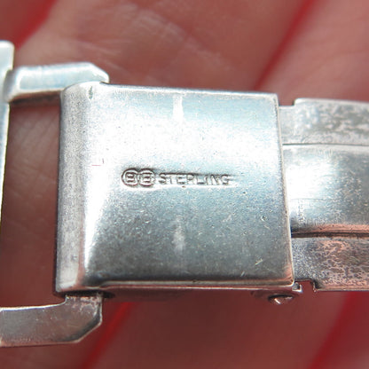 BREADNER CO 925 Sterling Silver Antique Art Deco Engraved Panel Link Bracelet 7"
