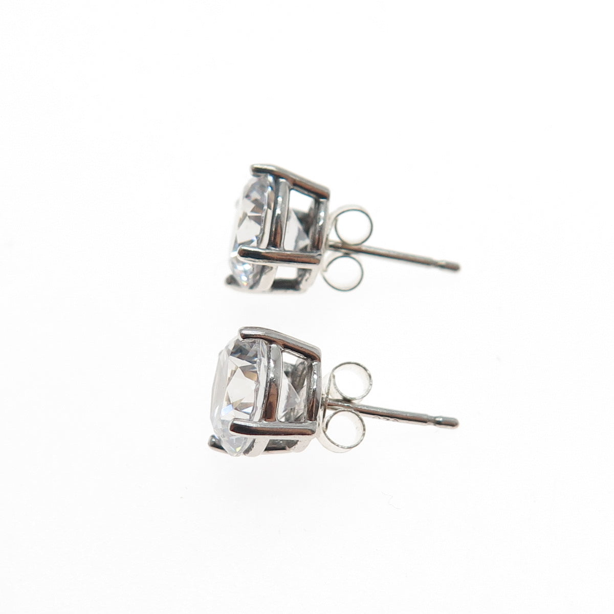 925 Sterling Silver Round-Cut C Z Stud Earrings