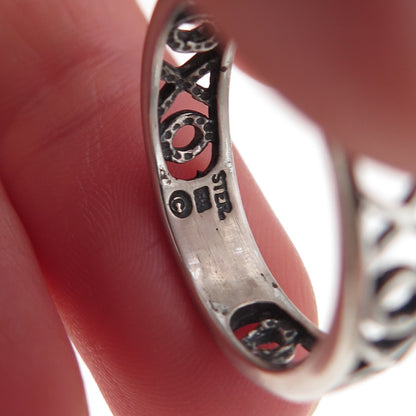 Wheeler Mfg 925 Sterling Silver Vintage XO Hugs & Kisses Oxidized Ring Size 9