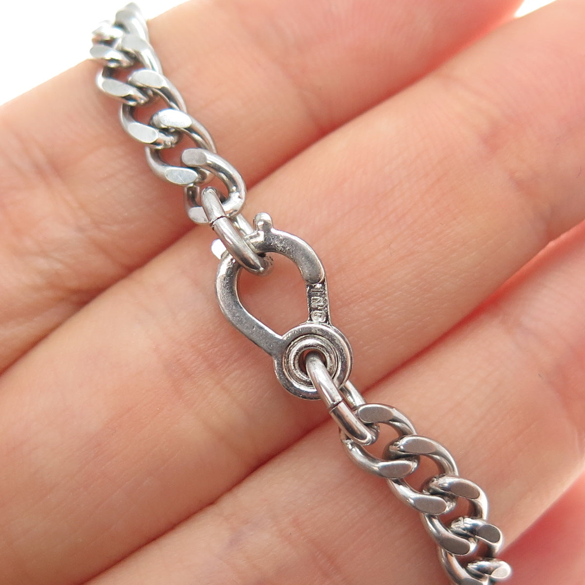 925 Sterling Silver Antique Art Deco Cuban Link ID Bracelet 6.75"