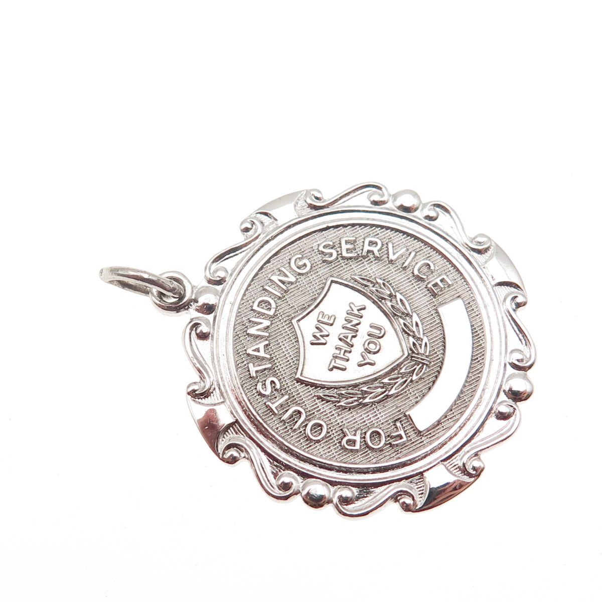 Griffith & Sons 925 Sterling Silver Vintage Outstanding Service Medal Pendant