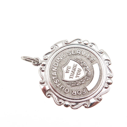 Griffith & Sons 925 Sterling Silver Vintage Outstanding Service Medal Pendant