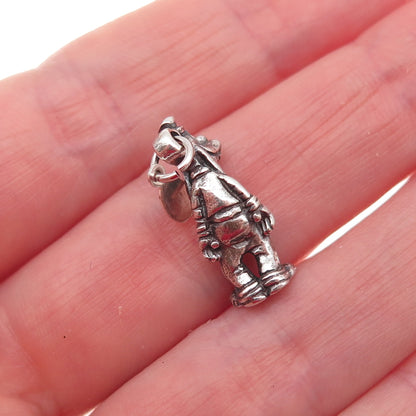 Walt Disney 925 Sterling Silver Vintage Goofy Oxidized 3D Mini Charm Pendant
