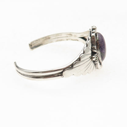 Leeann Lee Navajo Old Pawn Sterling Vintage Charoite Adjustable Bracelet 6.5"