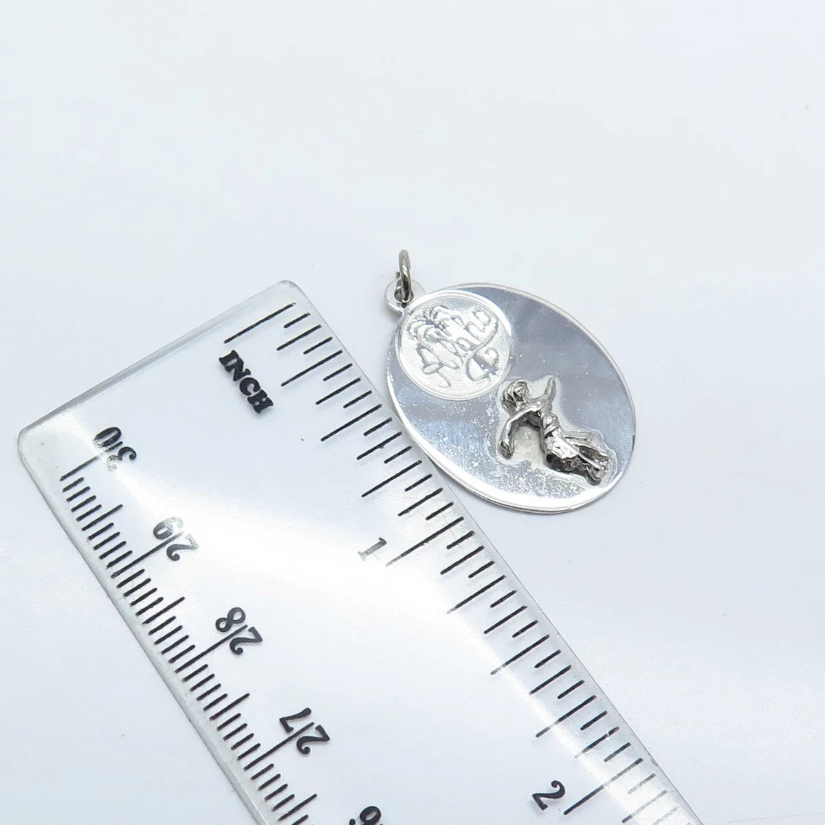 925 Sterling Silver Vintage ASCO "Aloha" Dancing Girl Charm Pendant