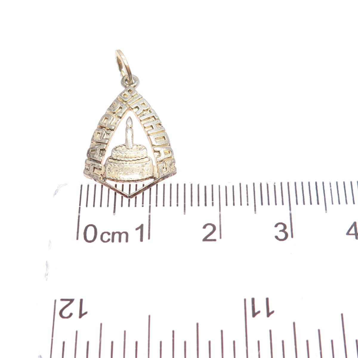 BEAU 925 Sterling Silver Gold Plated Vintage Happy Birthday Minimalist Pendant