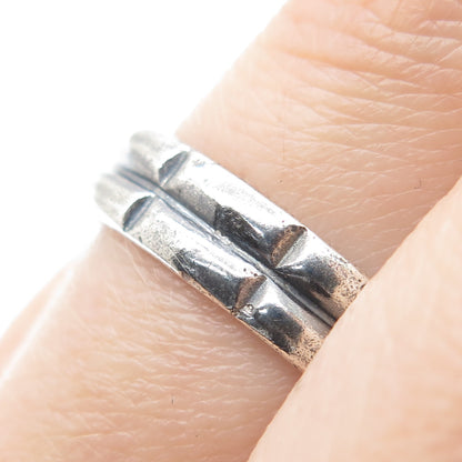 925 Sterling Silver Vintage 2-Row Bar Oxidized Band Ring Size 10.75