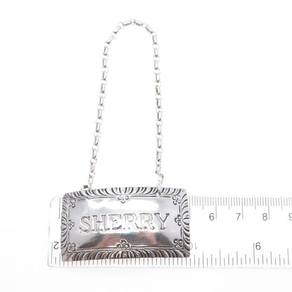 Stieff Williamsburg Restoration 925 Sterling Antique Art Deco Sherry Bottle Tag