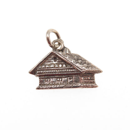 800 Silver Vintage House Oxidized Mini Charm Pendant