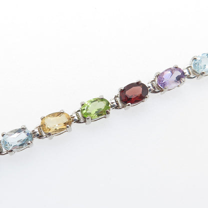 CNA PRANDA Sterling Vintage Topaz Peridot Citrine Amethyst Garnet Bracelet 6.75"
