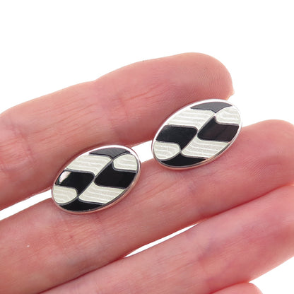 Birch & Gaydon 925 Sterling Silver Vintage England Enamel Modernist Cufflinks