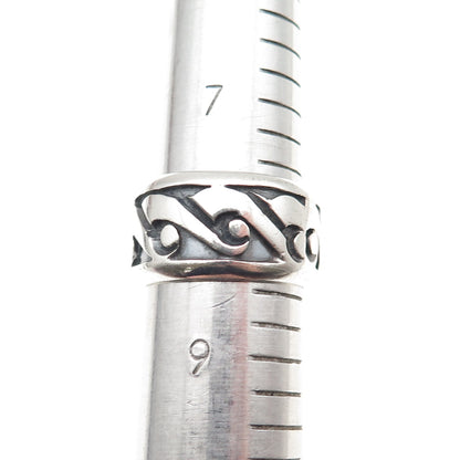 925 Sterling Silver Vintage Modernist Oxidized Band Ring Size 8.5
