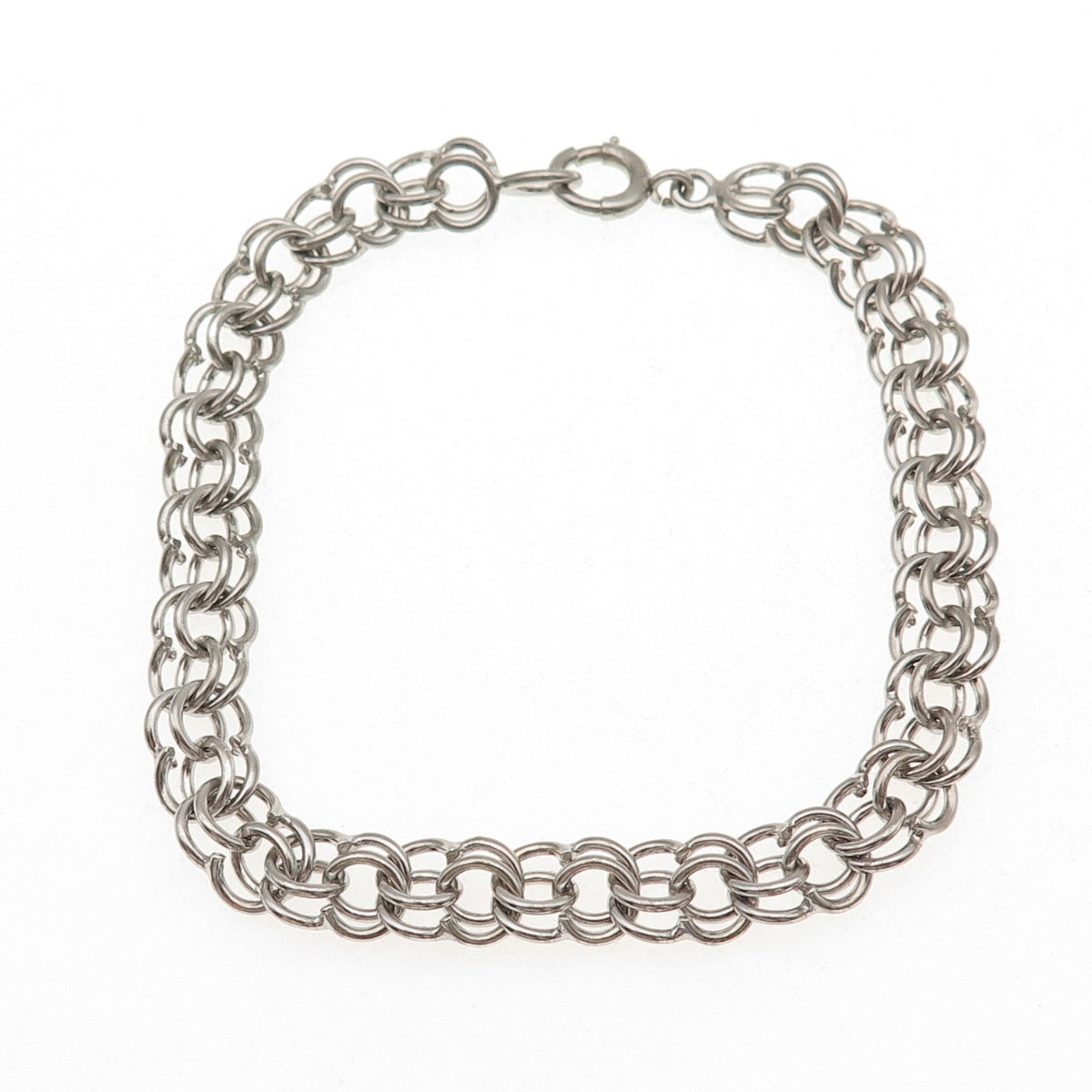 925 Sterling Silver Antique Art Deco Bismark Link Bracelet 7.5"