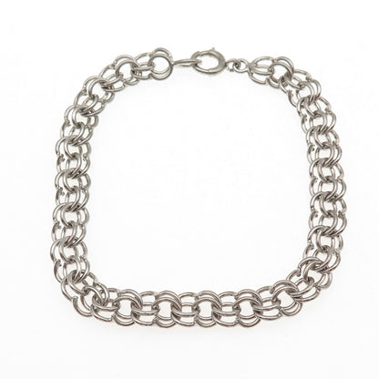 925 Sterling Silver Antique Art Deco Bismark Link Bracelet 7.5"