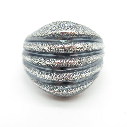 925 Sterling Silver Vintage Textured Ribbed Ring Size 6