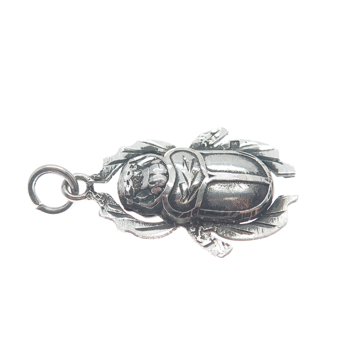 800 Silver Vintage Egypt Scarab Double Sided Oxidized Pendant
