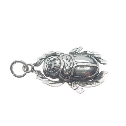 800 Silver Vintage Egypt Scarab Double Sided Oxidized Pendant