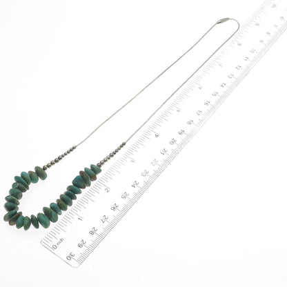 Old Pawn 925 Sterling Silver Royston Turquoise Beads Liquid Chain Necklace 18"