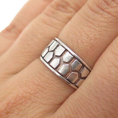 925 Sterling Silver Vintage Modernist Shield Oxidized Ring Size 8
