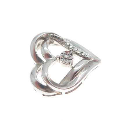 RL RICHLINE Sterling Silver Real Diamond Interlocked Heart Mini Slide Pendant