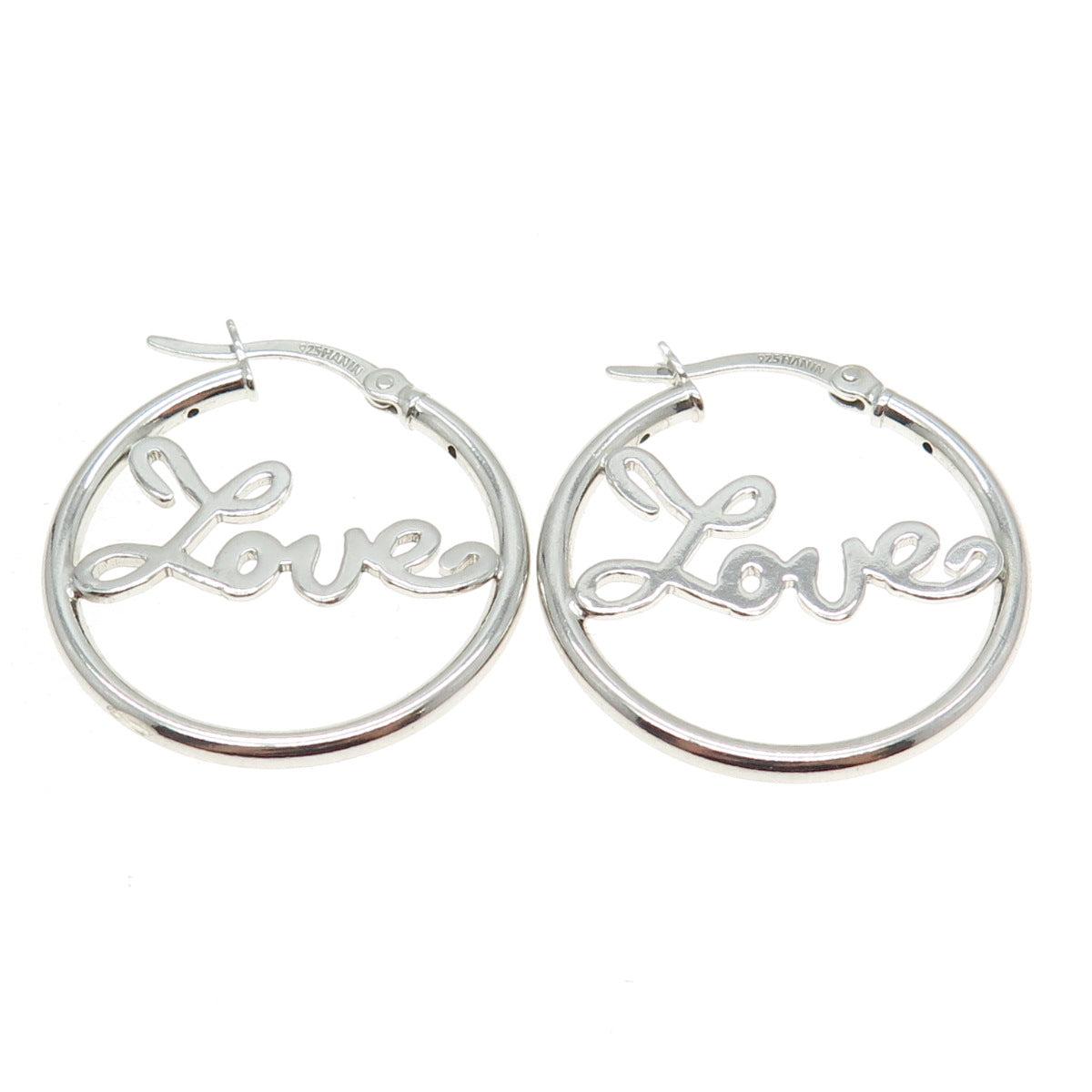 HAN 925 Sterling Silver "Love" Hoop Earrings