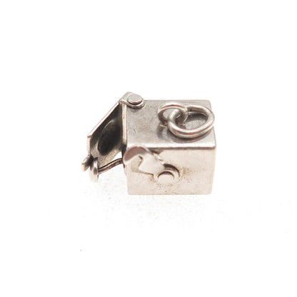 925 Sterling Silver Antique Art Deco Jack in the Box Oxidized Open Charm Pendant