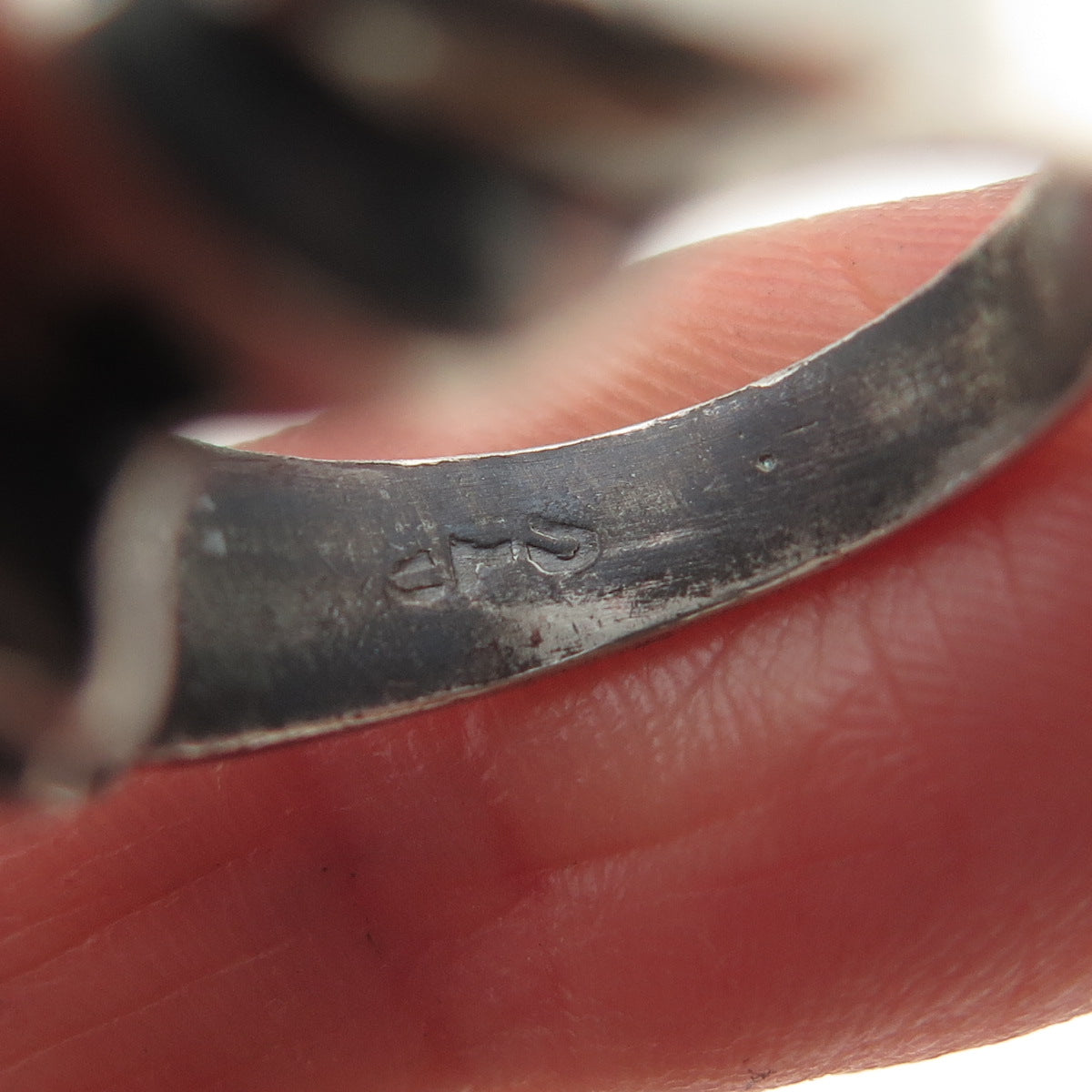 925 Sterling Silver Vintage Modernist Oxidized Ring Size 7.25