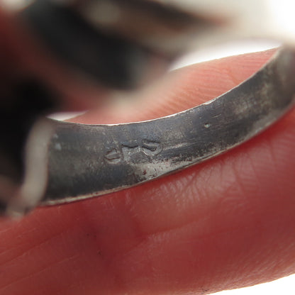 925 Sterling Silver Vintage Modernist Oxidized Ring Size 7.25