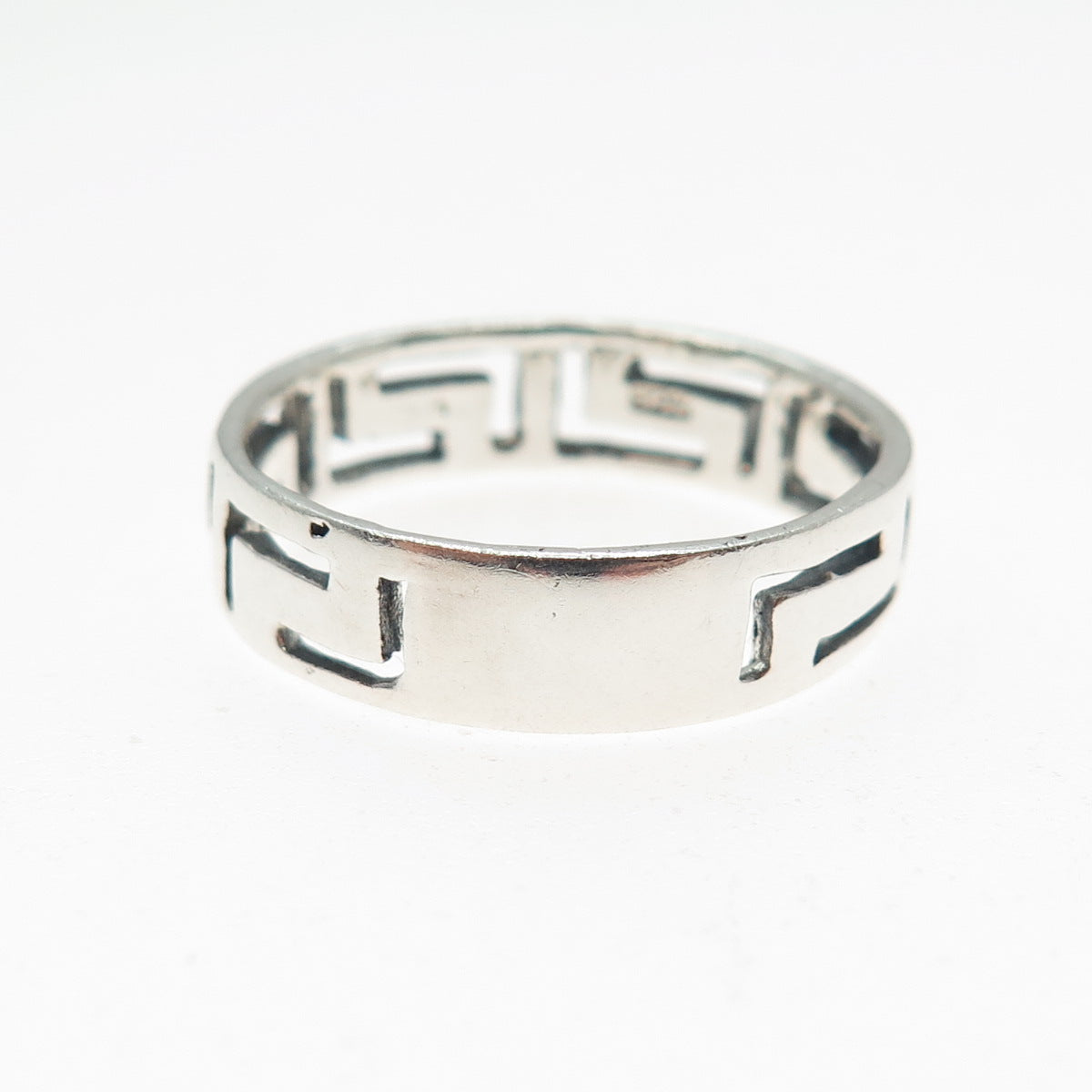 925 Sterling Silver Vintage Greek Maze Band Ring Size 10.75
