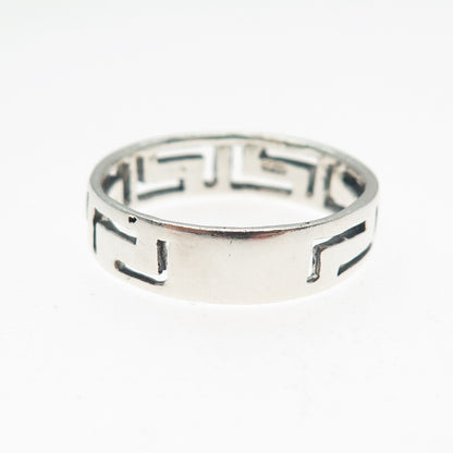 925 Sterling Silver Vintage Greek Maze Band Ring Size 10.75