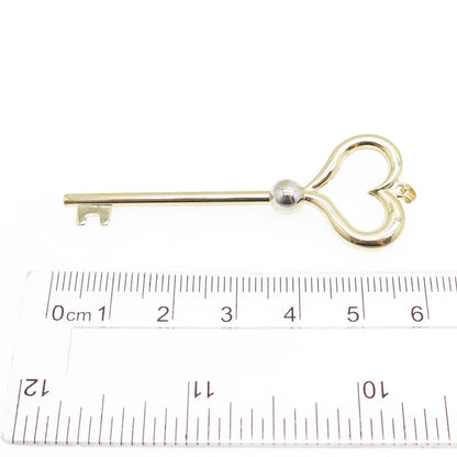 14K Yellow & White Gold Heart Key Charm Pendant