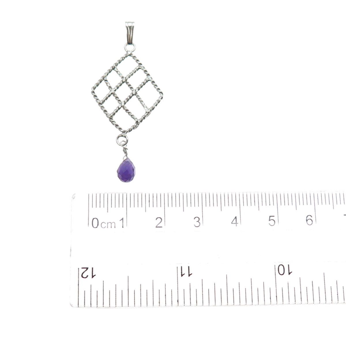 925 Sterling Silver Vintage Real Amethyst Charm Pendant