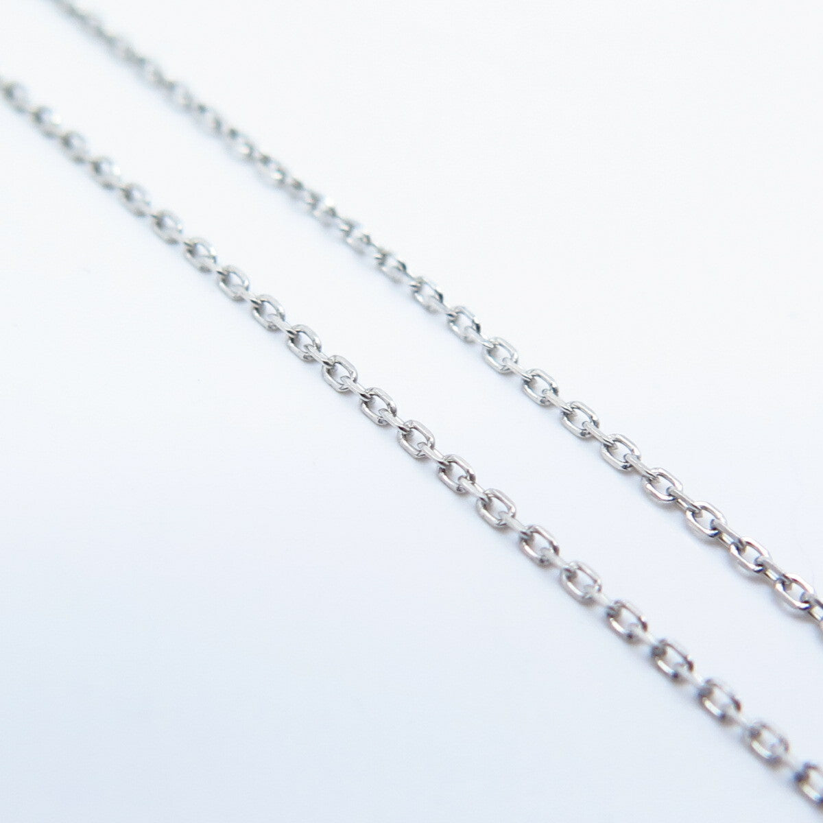 925 Sterling Silver Italy Real White & Black Diamond Rolo Chain Necklace 17"