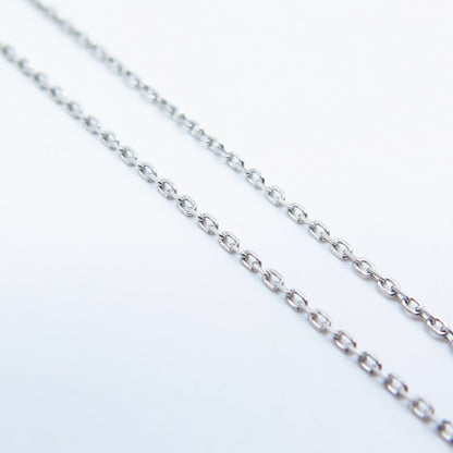 925 Sterling Silver Italy Real White & Black Diamond Rolo Chain Necklace 17"
