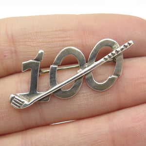 LEONORE DOSKOW 925 Sterling Silver Vintage Broke 100 Golf Pin Brooch