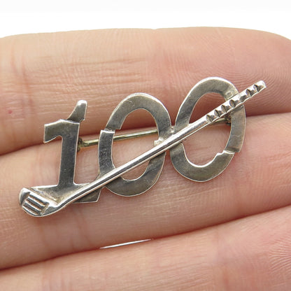 LEONORE DOSKOW 925 Sterling Silver Vintage Broke 100 Golf Pin Brooch