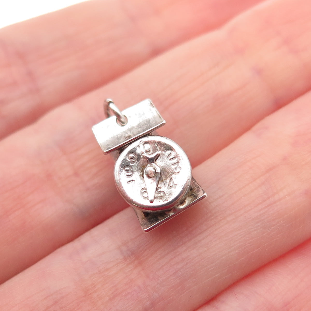 925 Sterling Silver Antique Art Deco Mexico Scale Oxidized 3D Mini Charm Pendant