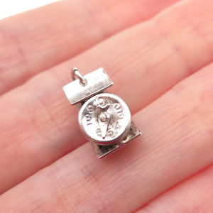 925 Sterling Silver Antique Art Deco Mexico Scale Oxidized 3D Mini Charm Pendant