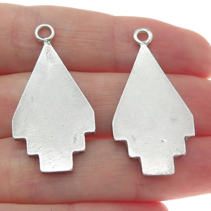 Old Pawn 925 Sterling Silver Vintage Turquoise Gem Tribal Jacket Earrings