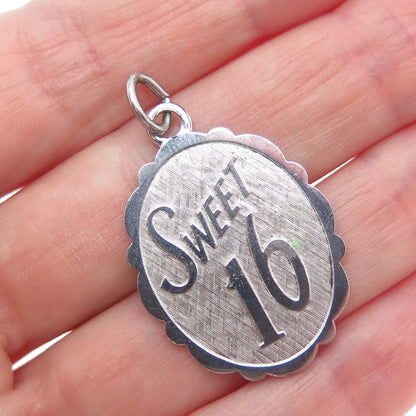 LAMODE 925 Sterling Silver Vintage Sweet 16 Charm Pendant