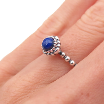 Pandora 925 Sterling Silver Real Lapis September Birthstone Ring Size 5.25