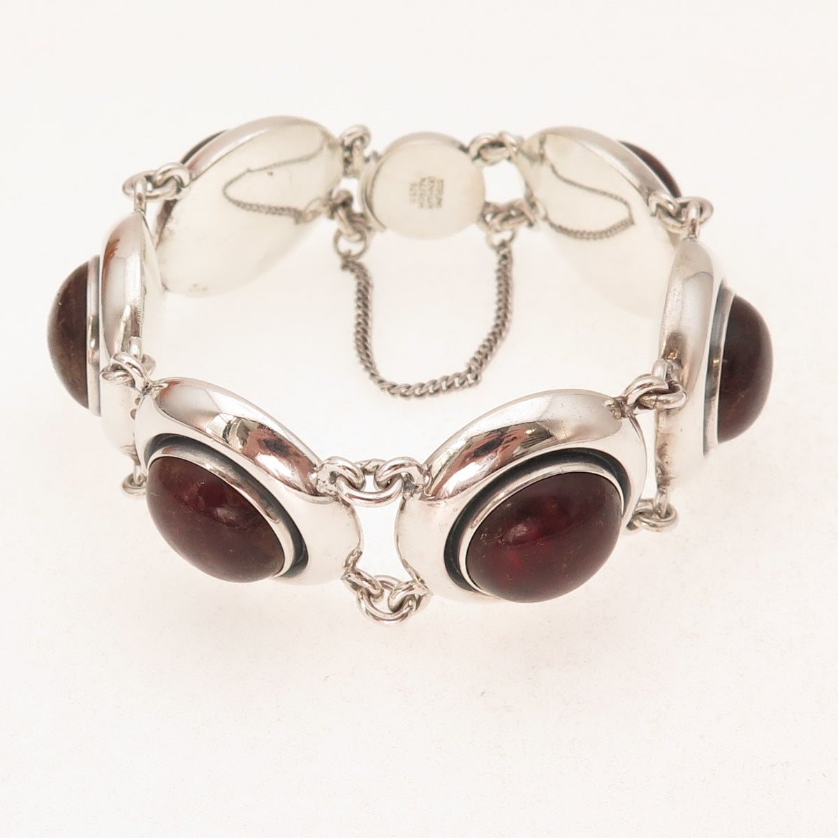 Niels Erik From 925S Sterling Silver Vintage Denmark Amber Modernist Bracelet 7"
